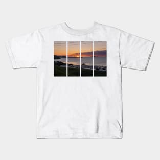 Wonderful landscapes in Norway. Nordland. Beautiful scenery of a sunset with midnight sun on the sea on the Lofoten Islands. Summer sunny day Kids T-Shirt